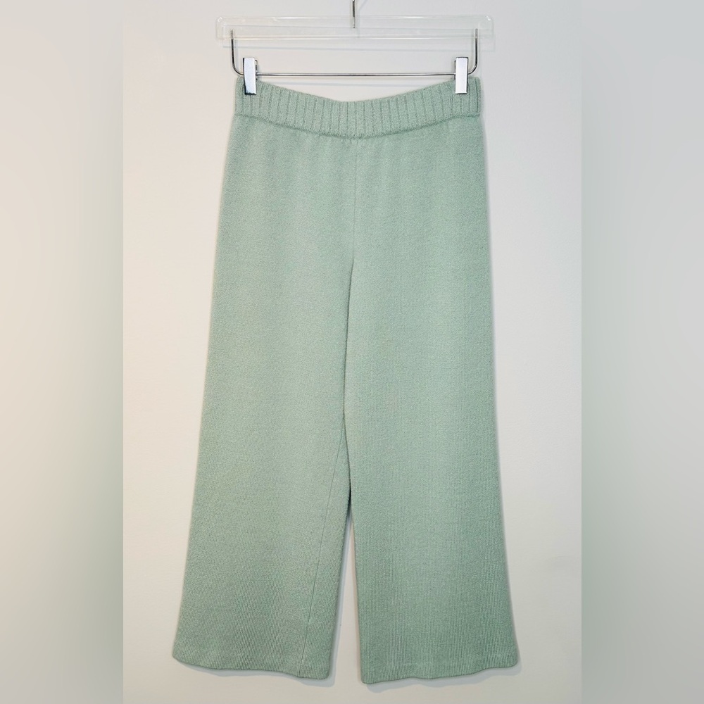 St. John Sport Pastel Mint Green Wool Wide-Leg Knit Pants Size S